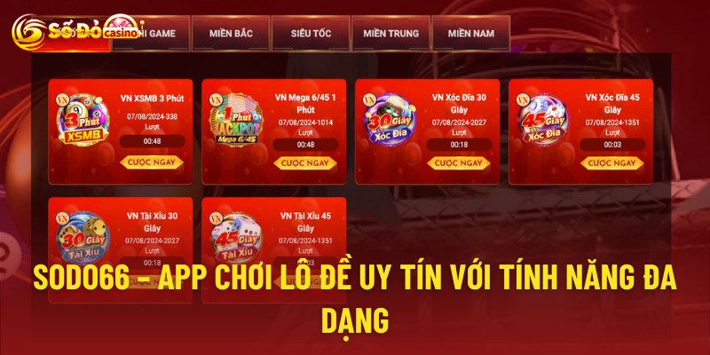 Sodo66 là app chơi lô đề uy tín với tính năng đa dạng được người chơi yêu thích số 1